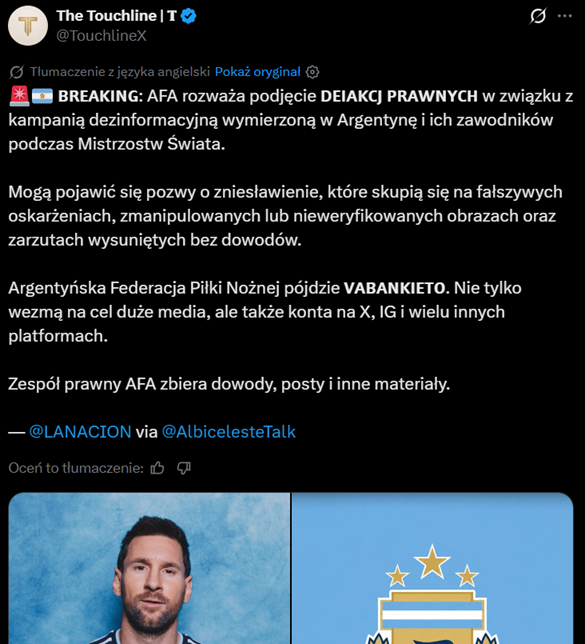 HIT! Argentyńska Federacja ma szykować POZWY za... O.o